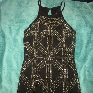 Front beaded black dress